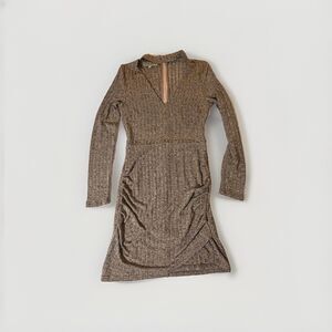 Parisian Collection Ribbed Knit Bodycon Dress Women 10  Mock Neck Long Sleeve